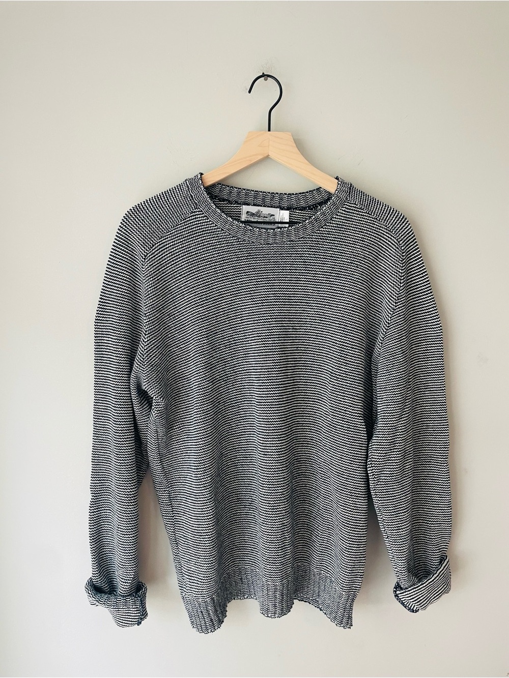 Whalerknits Black White Crewneck Sweater